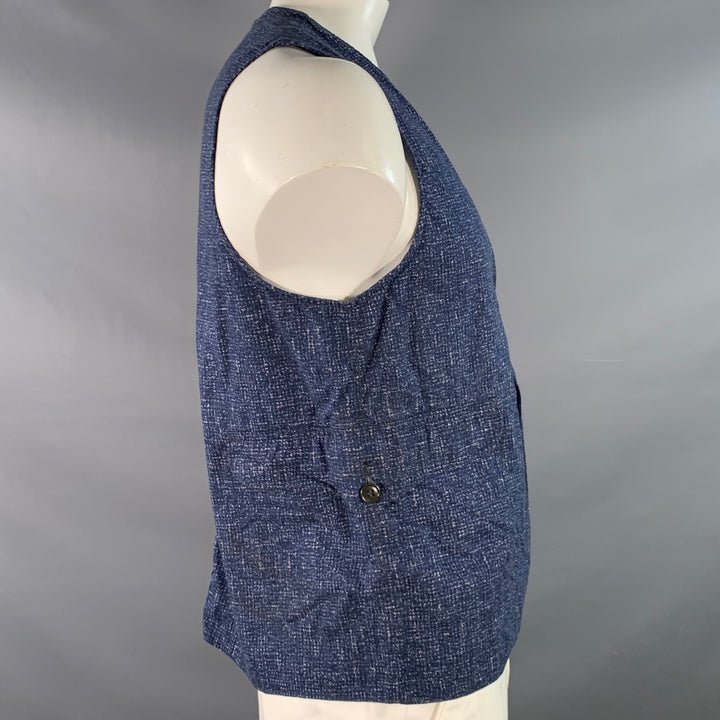 POST O'ALLS Size L Navy Grey Marbled Cotton Utility Vest