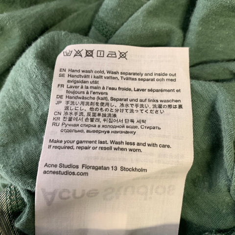ACNE Size M Green Mixed Patterns Cotton Hemp Henley