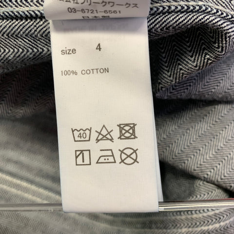 FDMTL Size L Indigo White Sashiko Patchwork Cotton Chore Jacket