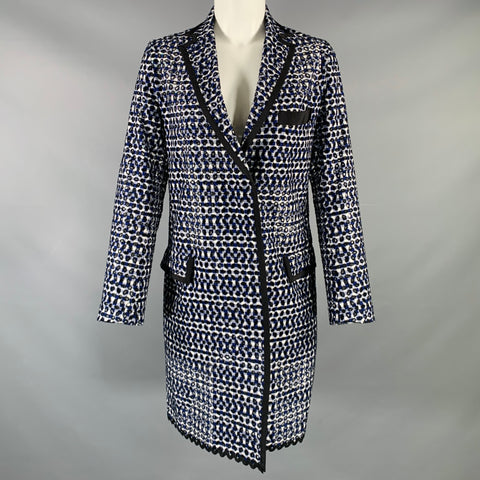 SACAI LUCK Size M Blue Black White Embroidered Eyelet Coat