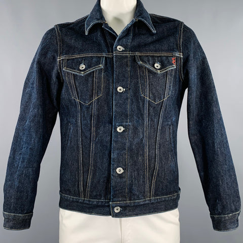 IRON HEART Size L -Type III- 21 oz Blue Indigo Contrast Stitch Selvedge Denim Jacket