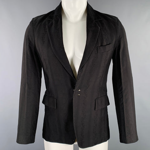 Veste en coton jacquard à rayures florales noires, taille 38, ART