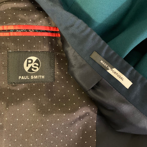 PS by PAUL SMITH Chest Size 38 Green Teal Solid Wool Shawl 32 30 Suit