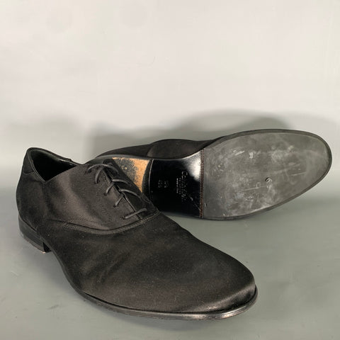 CALVIN KLEIN COLLECTION Size 10 5 Black Satin Lace Lace Up Shoes