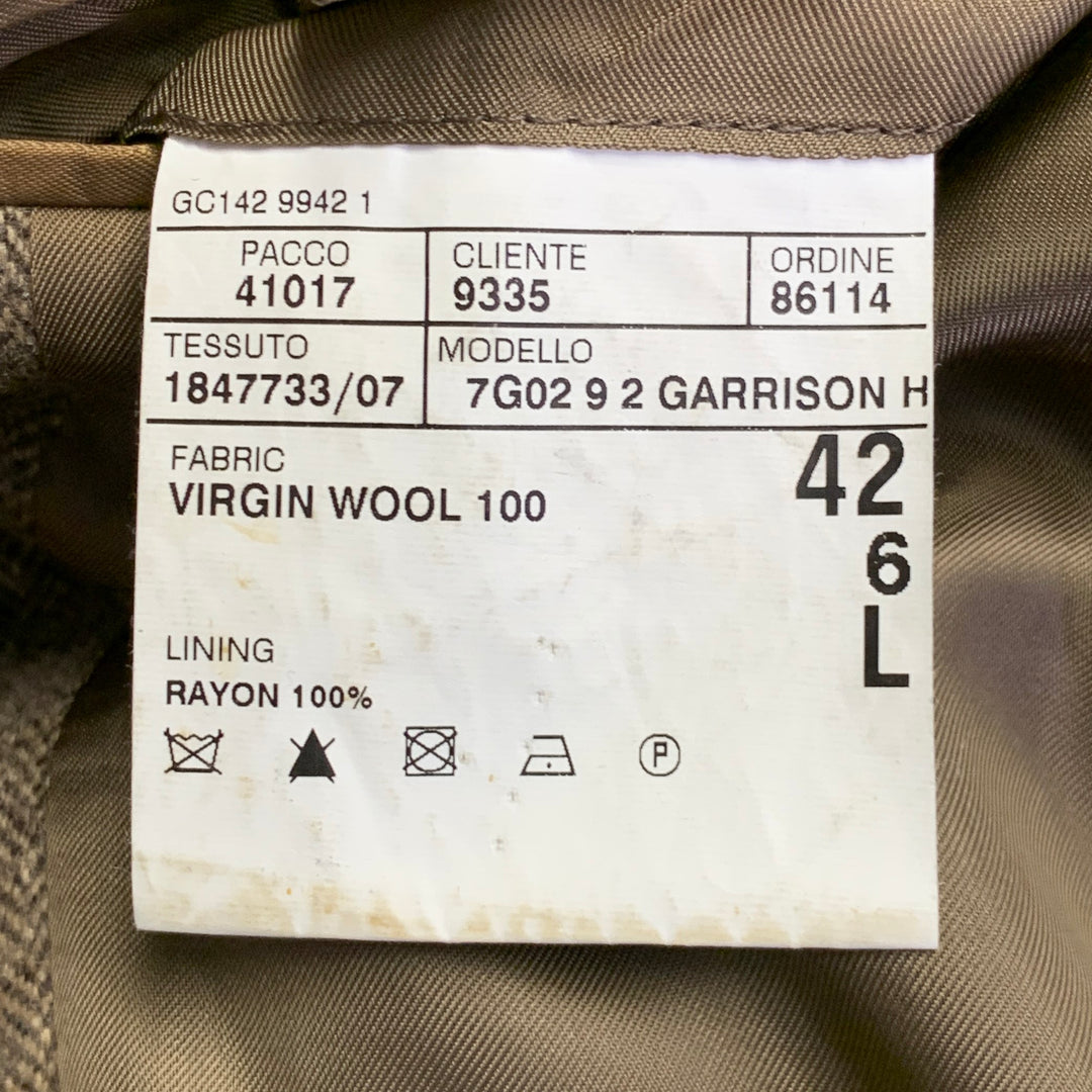 POLO by RALPH LAUREN Size 42 Long Brown Herringbone Virgin Wool Suit