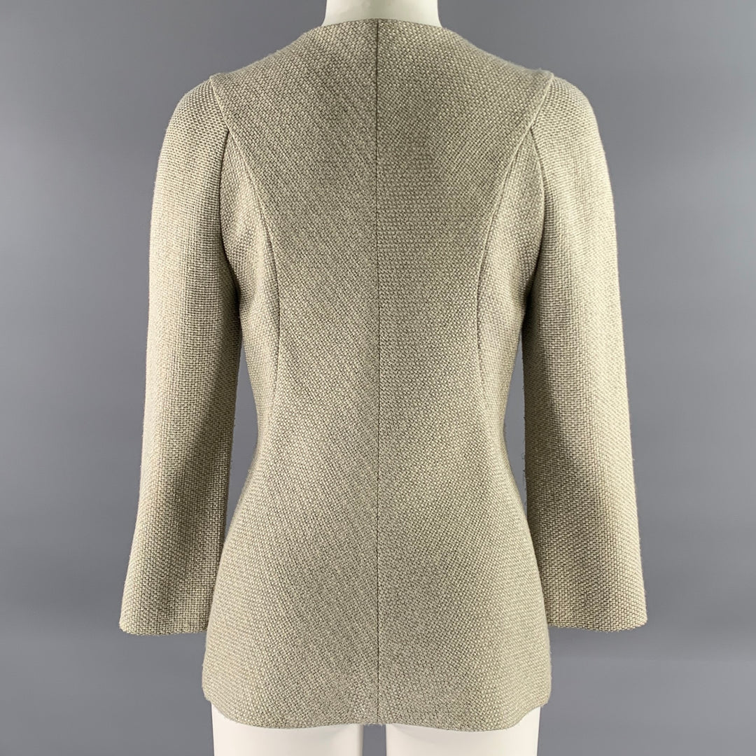 GIORGIO ARMANI Size S Grey Gold Polyester Blend Collarless Zip Jacket