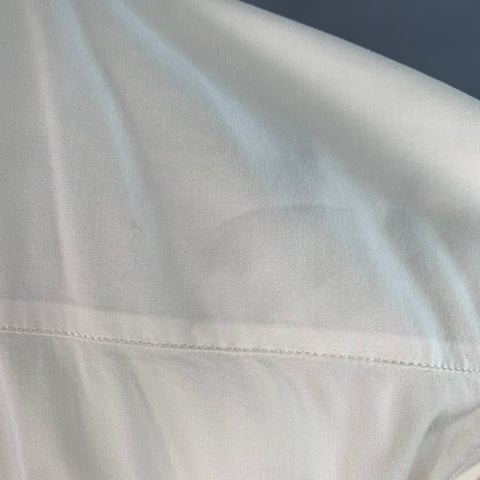 PRADA Size L Cream Cotton Blend Ruffled Hidden Buttons Shirt