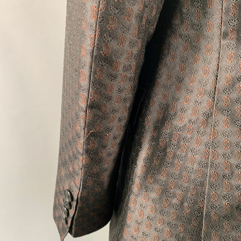 ETRO Size 44 Black Brown Paisley Silk Blend Jacquard Notch Lapel Sport Coat