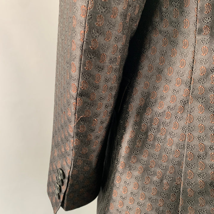ETRO Size 44 Black Brown Paisley Silk Blend Jacquard Notch Lapel Sport Coat