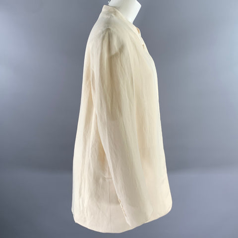 THE ROW Size L Cream Linen Blend Blazer