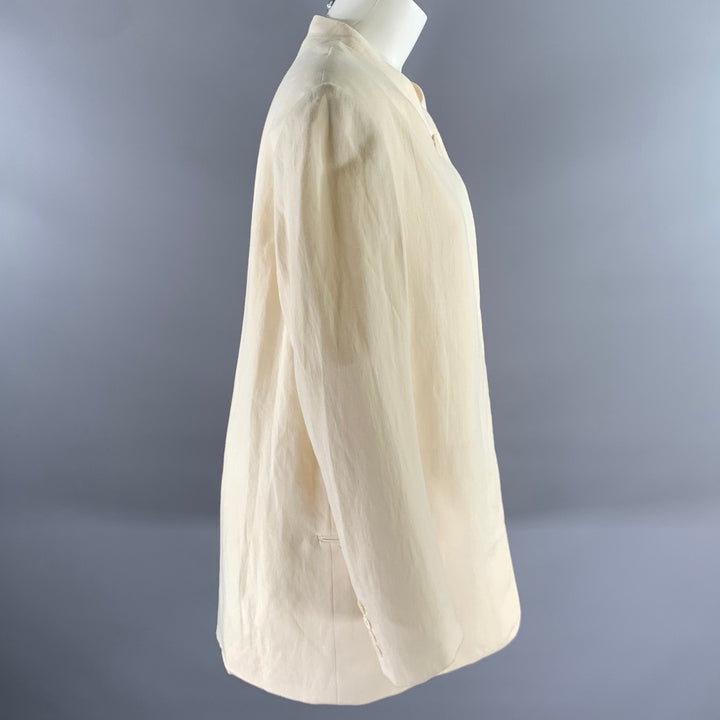 THE ROW Size L Cream Linen Blend Blazer