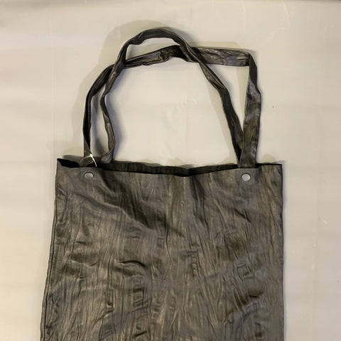 NO BRAND Black Wrinkled Leather Tote Handbag