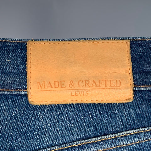 LEVI'S MADE & CRAFTED Size 29 Needle Narrow Blue Distressed Cotton Blend Skinny Jeans
