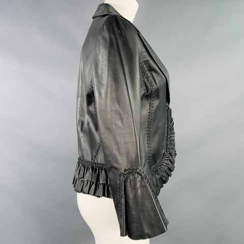 LAUNDRY Size M Black Leather Open Front Jacket Blazer