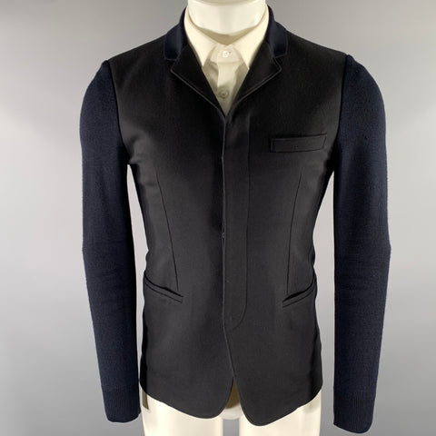 EMPORIO ARMANI Size 34 Navy Ribbed Wool Polyamide Jacket