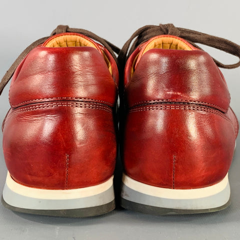 MAGNANNI Size 7 Red Burgundy Perforated Leather Low Top Sneakers