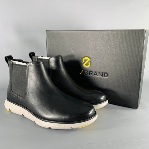COLE HAAN Size 9 Black Grey Waterproof Leather Ankle Boots