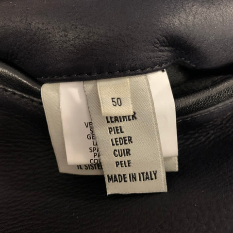 KITON Chest Size 40 Size 40 Black Leather Button Up Coat