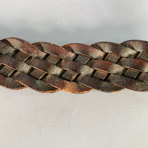 SALVATORE FERRAGAMO Taille 38 Ceinture en cuir tressé marron foncé argenté