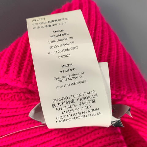 MSGM Size One Size Pink Ribbed Knit Acrylic Hats