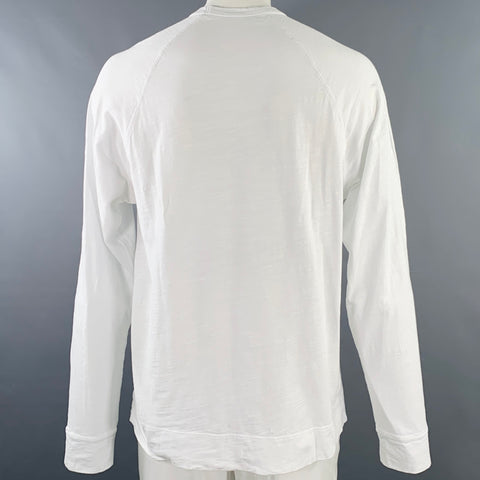 JAMES PERSE Size XL White Cotton Crew Neck Long Sleeve T-shirt
