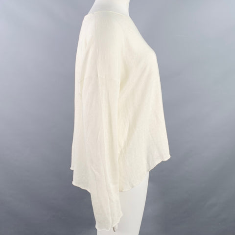 ESKANDAR Size L Cream Linen Cotton Knit Oversized Pullover