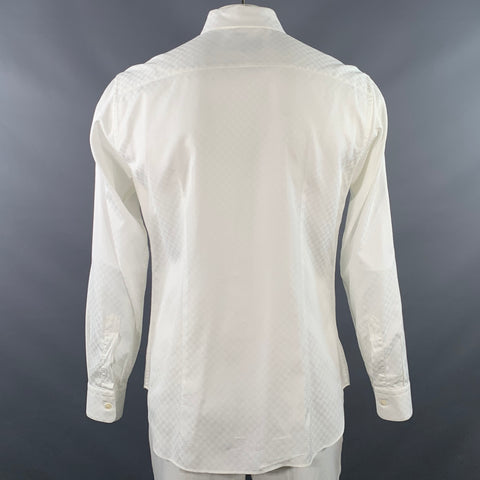 SALVATORE FERRAGAMO Size L White Circles Jacquard Derby Fit Long Sleeve Shirt