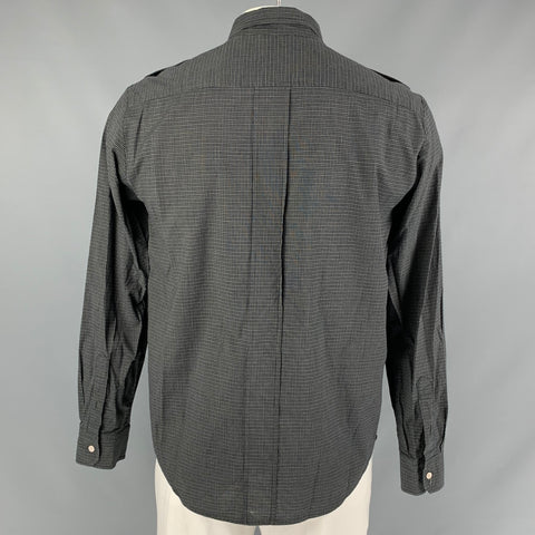 VINCE Camisa de manga larga con botones de algodón a cuadros blanco negro talla L