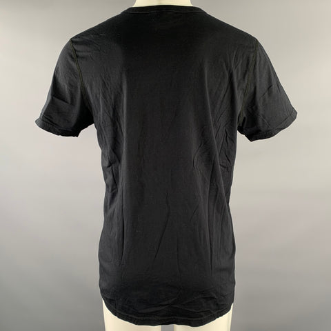 REIGNING CHAMP Size L Black White Graphic Cotton T-shirt