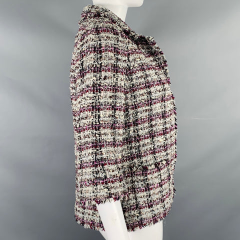 CHANEL FW2005 Size 4 Purple Grey Silk Blend Open Front Jacket