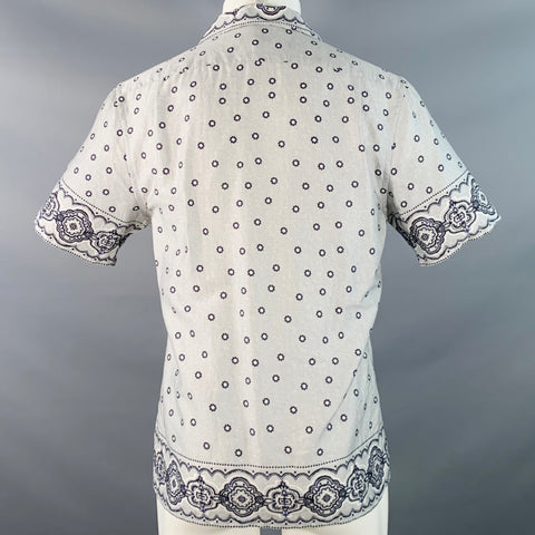 REISS Size M Murph Grey Navy Bandana Cotton Camp Short Sleeve Shirt