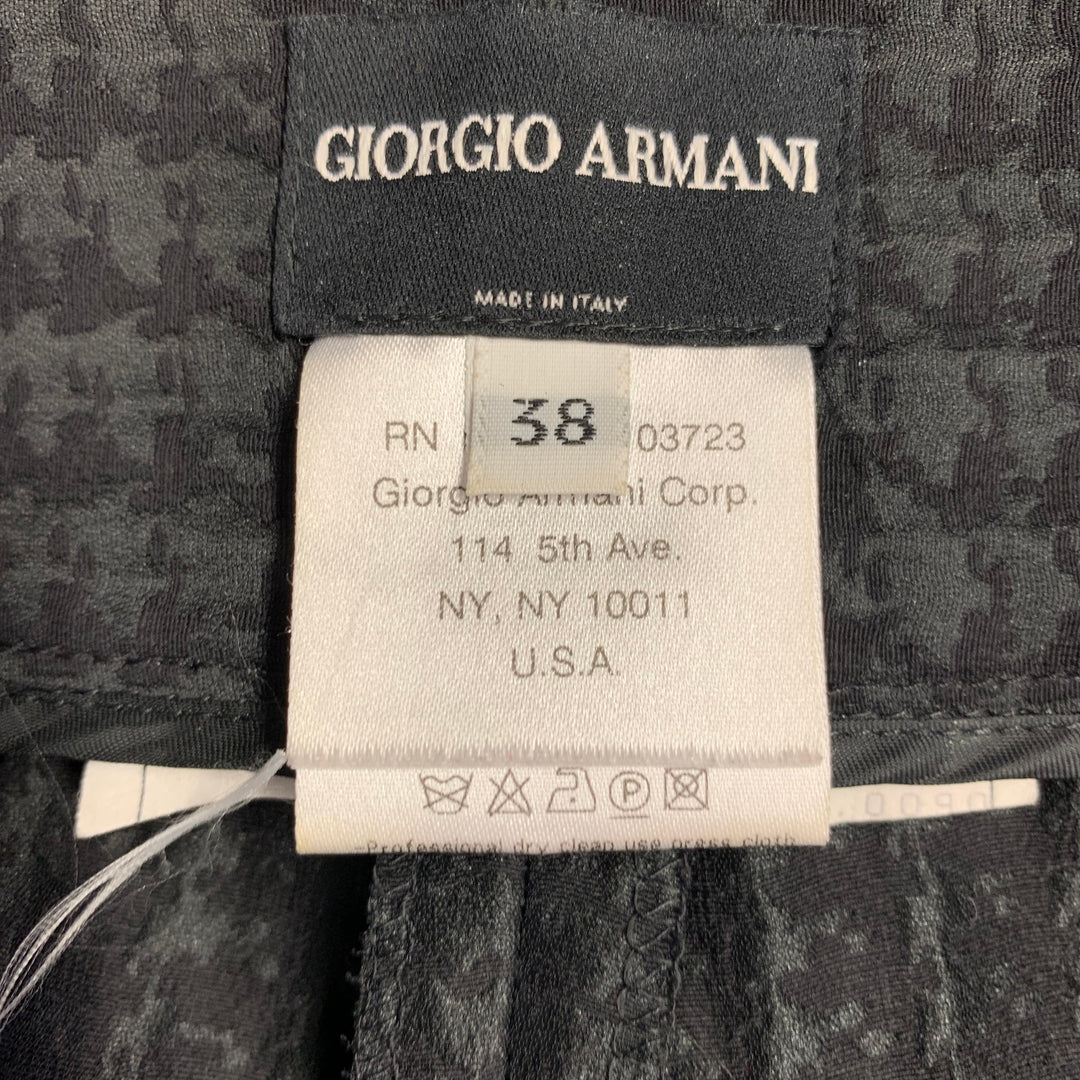 GIORGIO ARMANI Size 2 Black Polyester Blend Houndstooth Wide Leg Dress Pants