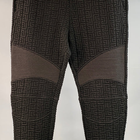 BALMAIN Size S Black Textured Polyamide Blend Drawstring Sweatpants Casual Pants