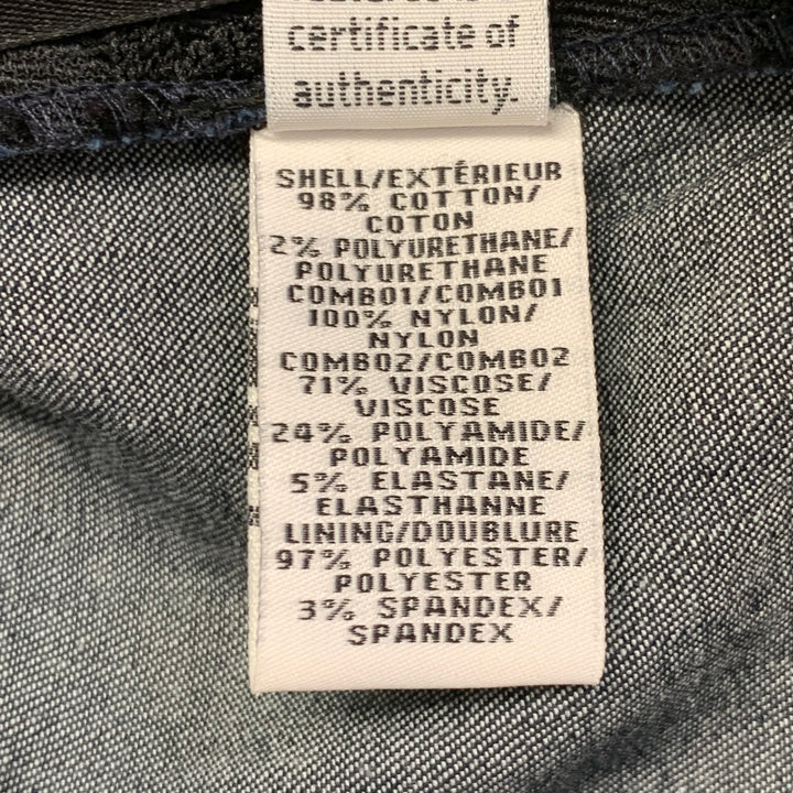 DIANE VON FURSTENBERG Size 4 Maggi Black Navy Cotton Blend Lace Long Sleeve Wrap Shirt Dress