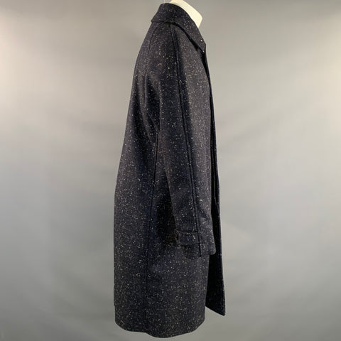 PRIVATE WHITE Size M Navy White Speckled Wool Trench Coat