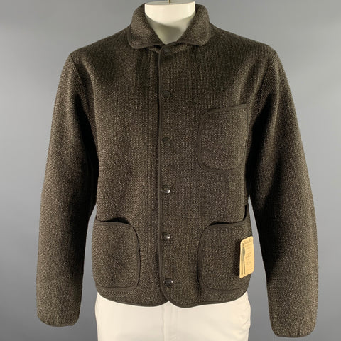 RRL by RALPH LAUREN Size L Green Grey Knit Wool Cotton Snap Button Jacket