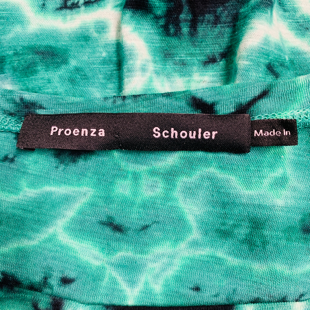 PROENZA SCHOULER Size S Green Black Cotton Tie Dye Long Sleeve Casual Top