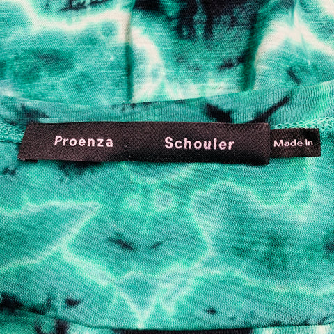 PROENZA SCHOULER Taille S Vert Noir Coton Tie Dye Manches Longues Haut Décontracté