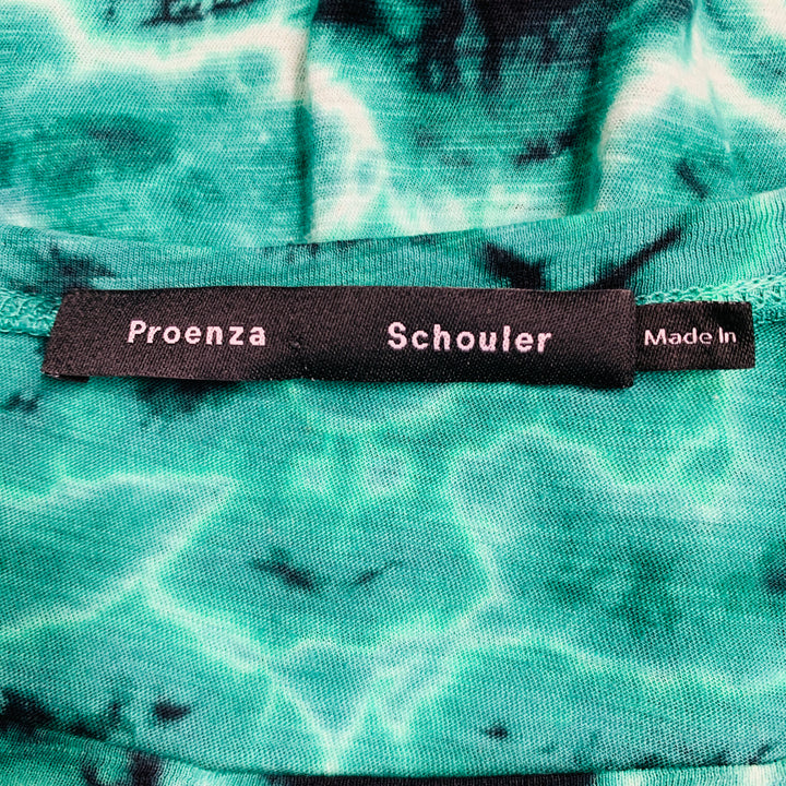 PROENZA SCHOULER Size S Green Black Cotton Tie Dye Long Sleeve Casual Top