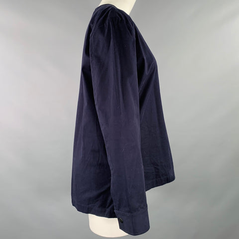PROPER GANG Size S Navy Cotton Pullover Blouse