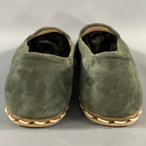 SABAH Size 8 Green Suede Contrast Stitch Loafers
