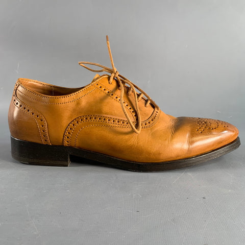 ALLEN EDMONDS Size 7 Tan Perforated Leather Oxford Lace Up Shoes