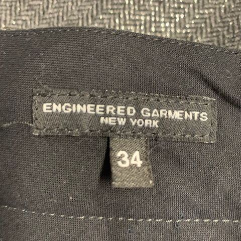 ENGINEERED GARMENTS Pantalon décontracté taille 34 gris métallisé à chevrons en mélange d'acrylique