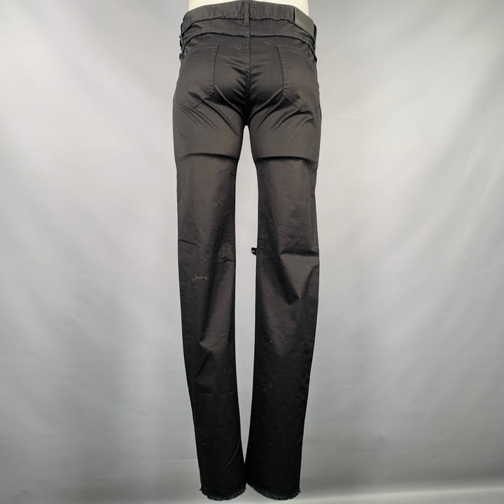 CHRISTIAN DADA Size 36 Black Distressed Cotton Zip Jeans