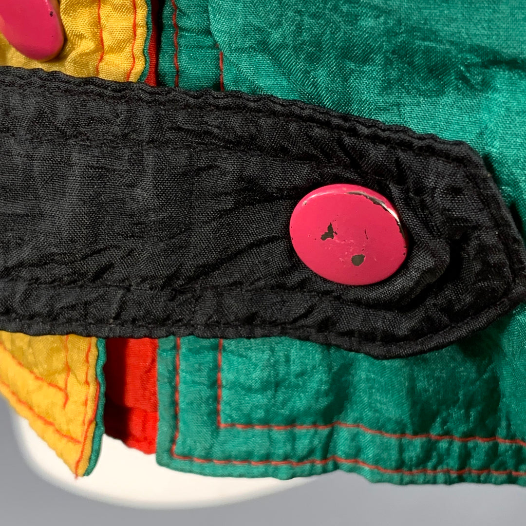 GIACCA Size S Multi Color Polyester Color Block Zip Snaps Jacket