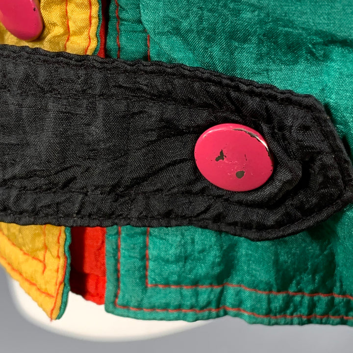 GIACCA Size S Multi Color Polyester Color Block Zip Snaps Jacket