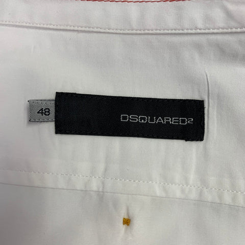Chemise homme DSQUARED2, taille M, broderie blanc marine, manches courtes, en coton