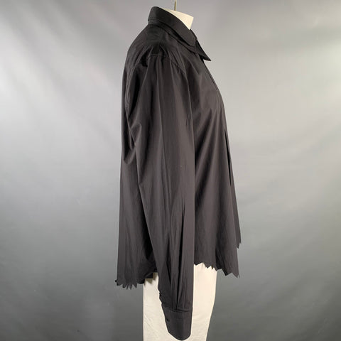 LOUIS VUITTON Size XL Black Cotton Layered Long Sleeve Shirt