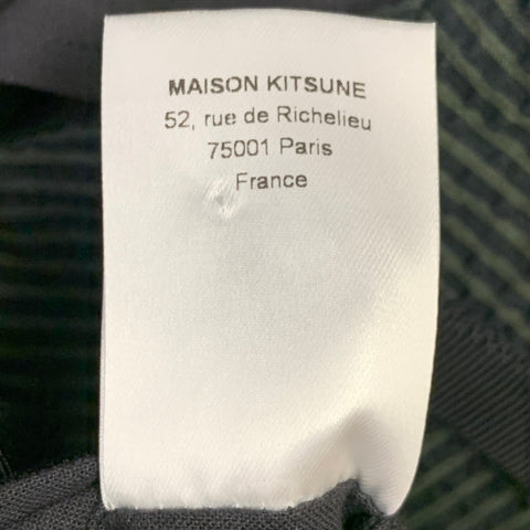 MAISON KITSUNE Size 42 Black Green Seersucker Cotton Sport Coat