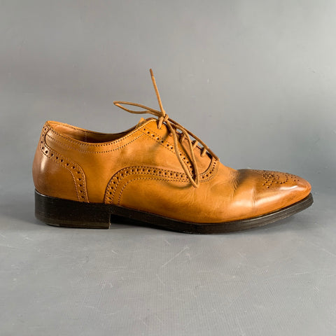 ALLEN EDMONDS Size 7 Tan Perforated Leather Oxford Lace Up Shoes